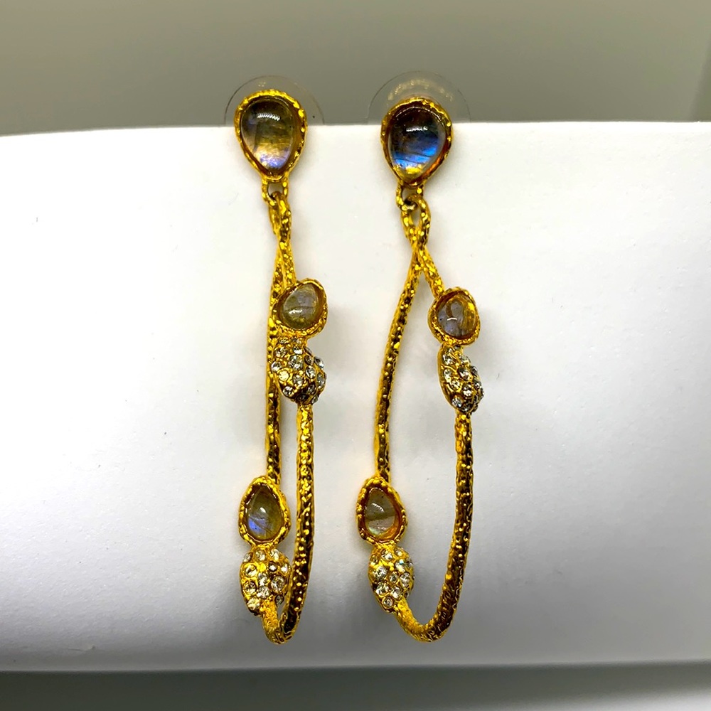 Alexis Bittar Double Stone & Crystal Drop Earrings